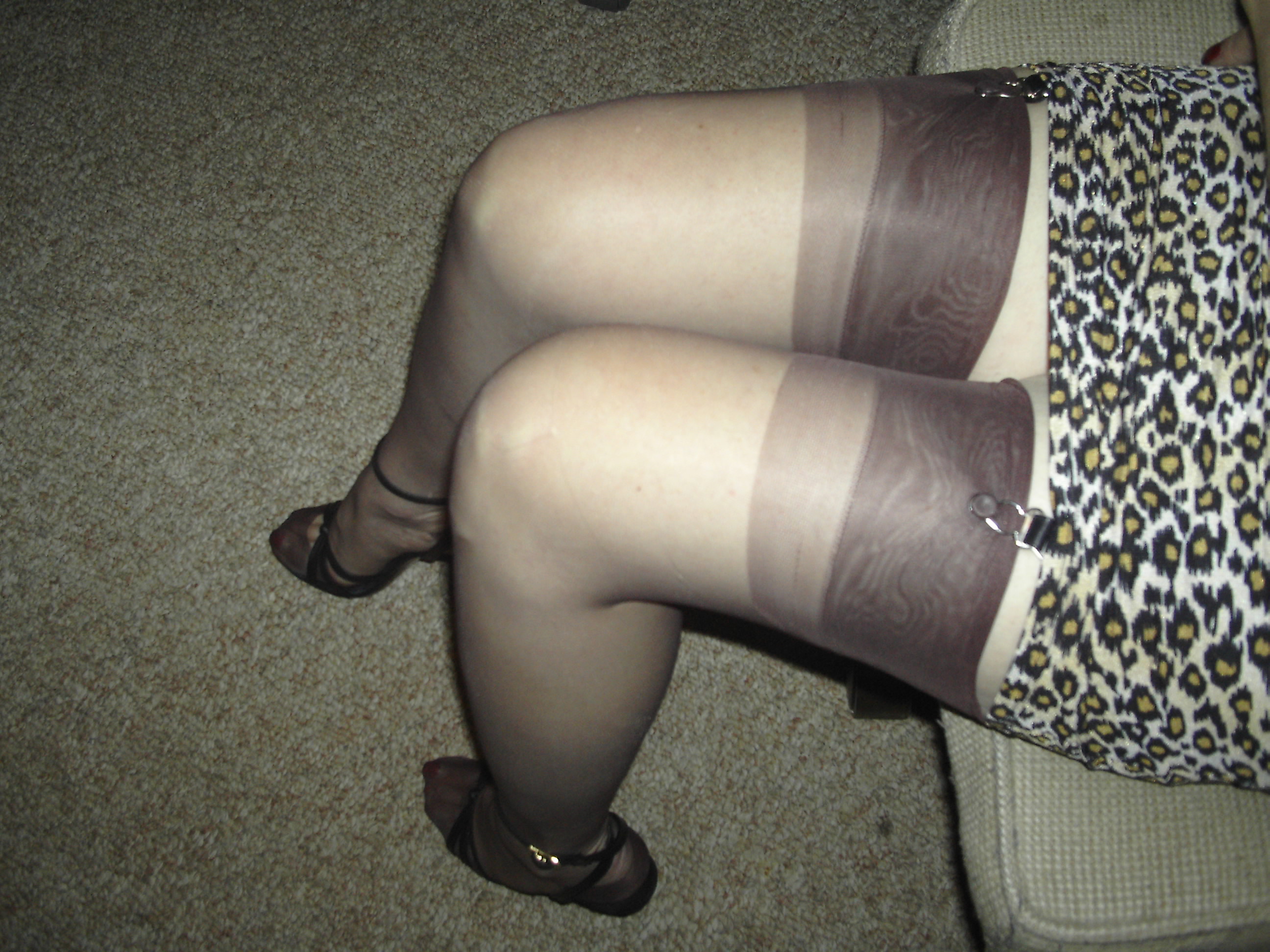 leopard skirtslip with her r.h./t. stockings